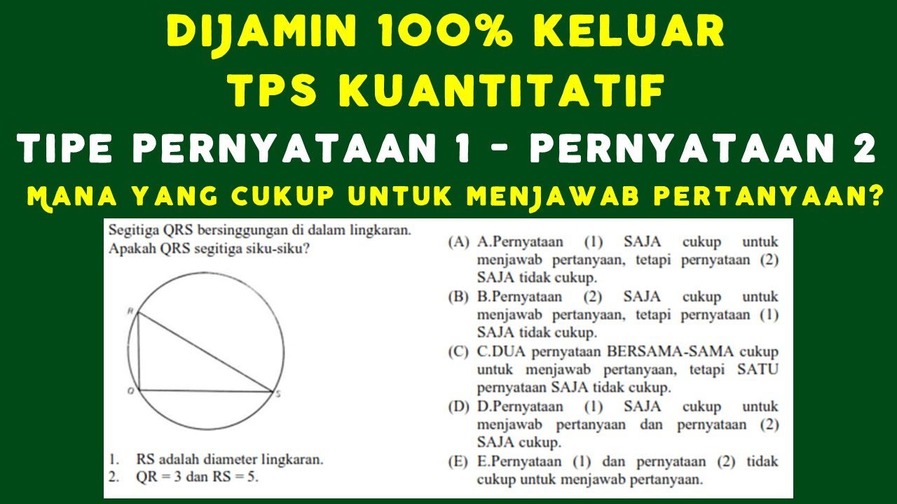 PASTI KELUAR!!! Soal Tipe Pernyataan 1 dan Pernyataan 2  