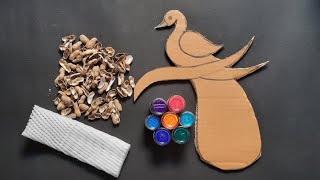 Unique Wall Hanging Craft | Best Out Of Waste Cardboard and Peanut shell | Home decorations ideas