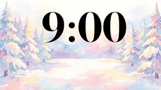 9 Minute Winter Nature Focus Timer ❄️ Calm Forest Snow, Peaceful Piano & Acoustic Guitar Music