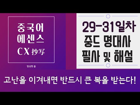 ✍️중국어공부 필사하기 100일 챌린지 中 29일부터 31일차 해설 및 쓰기 오늘 진짜 좋은 표현 한가득입니다! 꼭 같이 공부해요! 짜요!