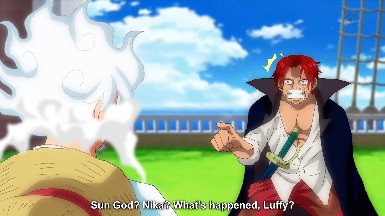 Shanks' Reaction to Seeing Luffy's Gear 5 Sun God Transformation