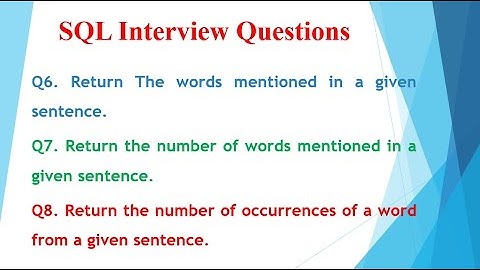 SQL Interview Questions based on String Split