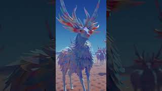 iridescent dear with feathery fur riding  #shorts #shortsfeed #ai #trendingshorts