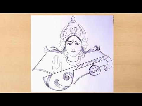 How to draw Saraswati Maa , Maa saraswati drawing - YouTube