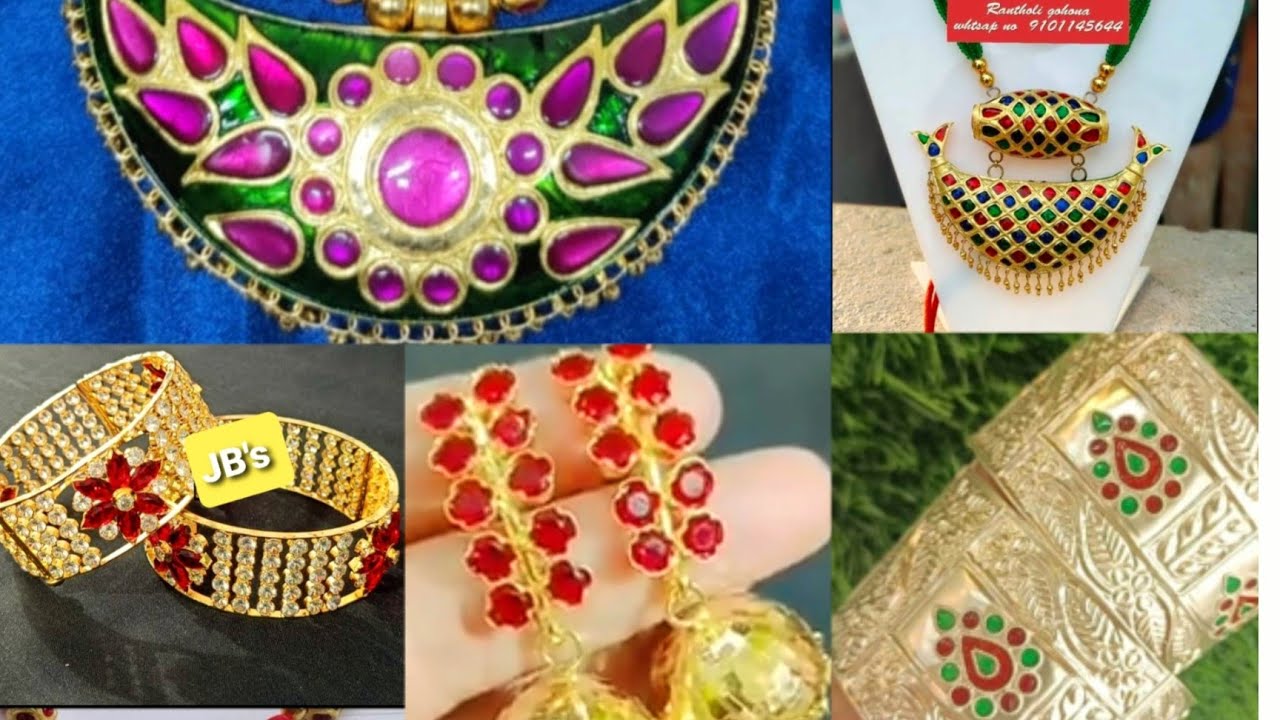 Silver based gold polished Assamese jewellery new design collection to