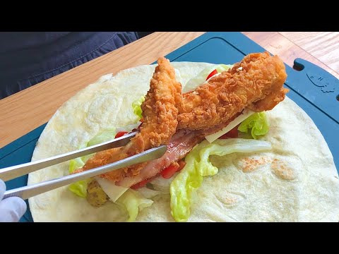 KFC 트위스터! 역대급 비법 공개! 황금물결 치킨으로 치킨랩 만들기 : KFC Fried Chicken 🍗