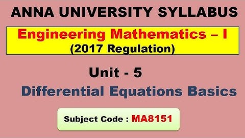 Anna University Engineering mathematics 1 MA8151 Differential Equation