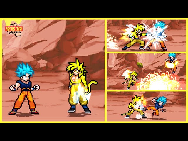 Sprite Move Fight} Goku(super) ssj Blue Vs Goku(AF) ssj 5 (Canon