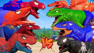 ALL BIG RED SPIDERMAN VS ALL SUPERHERO's STORY Dinosaurs |PRO 6 SPIDERMAN TEAM|