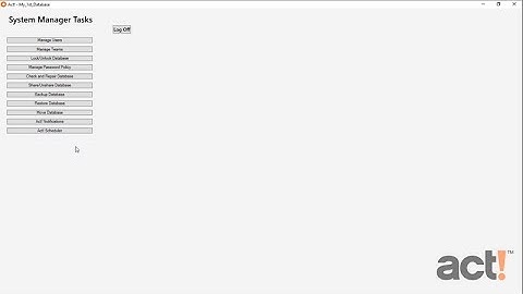 Act! Premium Training Videos - Creating a System Manager User
