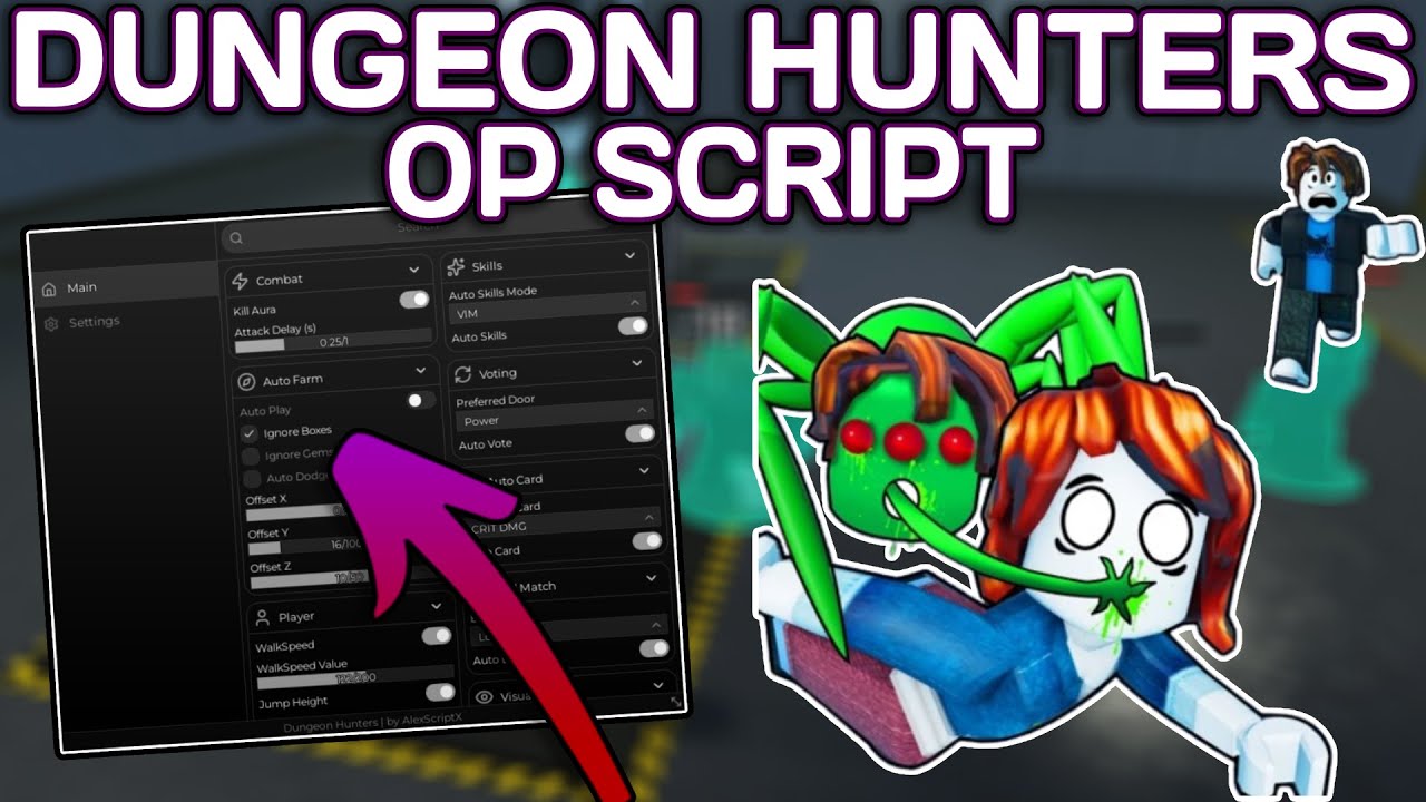 [1.5x опыт] Мощный скрипт для Dungeon Hunters (2025) PASTEBIN - Аура убийства | Автоматический фа...