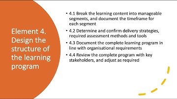 TAEDES401 - Design and develop learning programs - unit overview