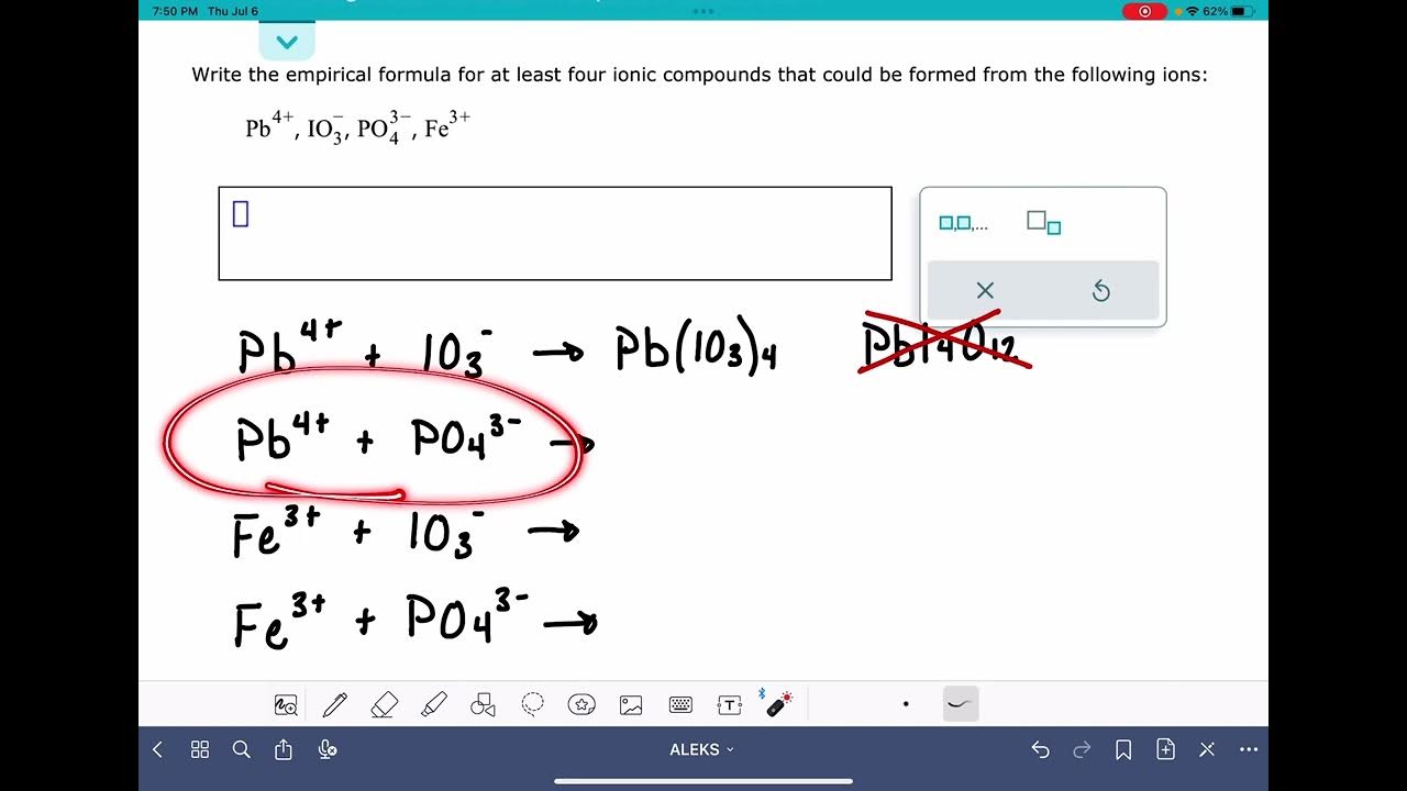 ALEKS Predicting the formula of ionic compounds with common polyatomic