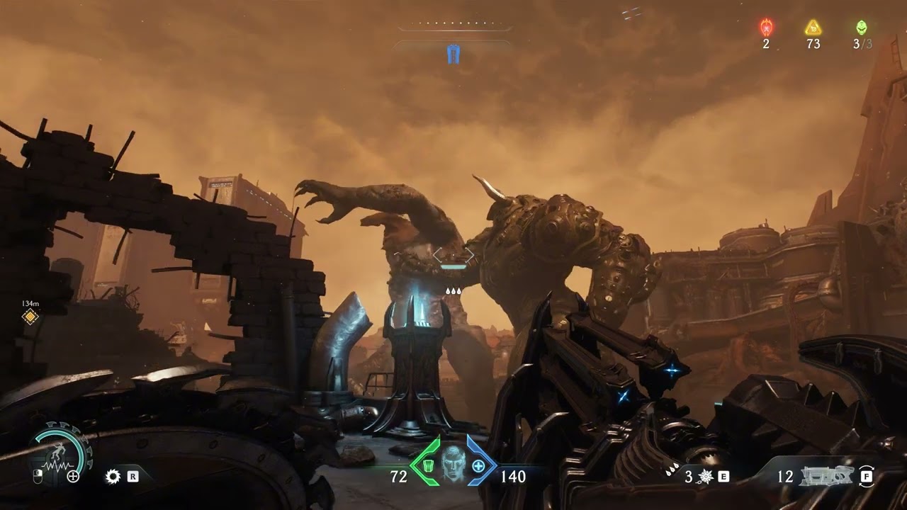 Titan wrecking an Atlan - Doom: The Dark Ages