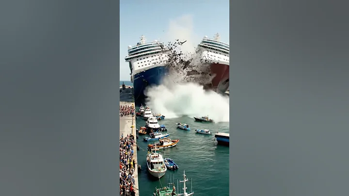 Uncontrolled Cruise Ship Collides With Dockside Area! #viral #shorts