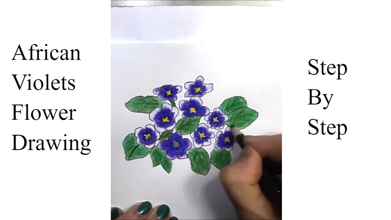 How To Draw Flowers Drawing Flower Bunch Step By Step Drawing African Violets Step By Step Youtube