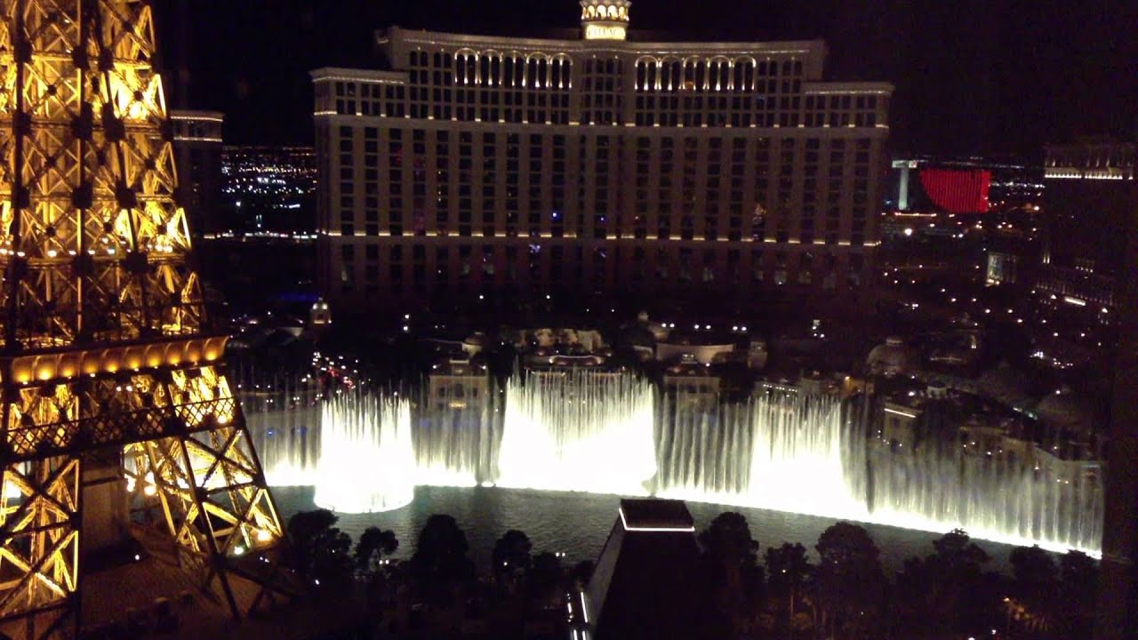 Paris Las Vegas Hotel Room View Of The Bellagio Fountains