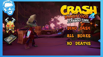 Dino Dash - Full Walkthrough - No Deaths - All Gems - Crash Bandicoot 4 It
