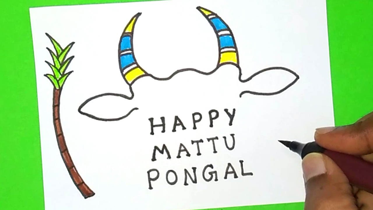 How to draw Mattu Pongal drawing | Mattu Pongal Festival Drawing ...