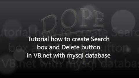 VB.net How to create Search box and Delete Button with MYSQL