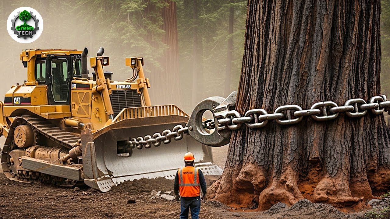 Jaw-Dropping Fastest Big Chainsaw Cutting Tree Machines | Monster Stump Removal Excavator #1