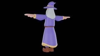 3D Cartoon Male Witch Character Turntable | Stylized Wizard Warlock Model