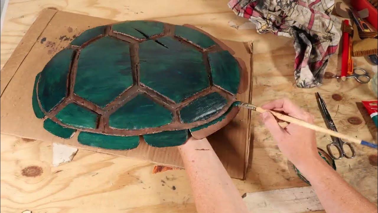 DIY NInja Turtle Shell Tutorial Part 2- Painting. TMNT Costume Made from  EVA Foam Templates. 