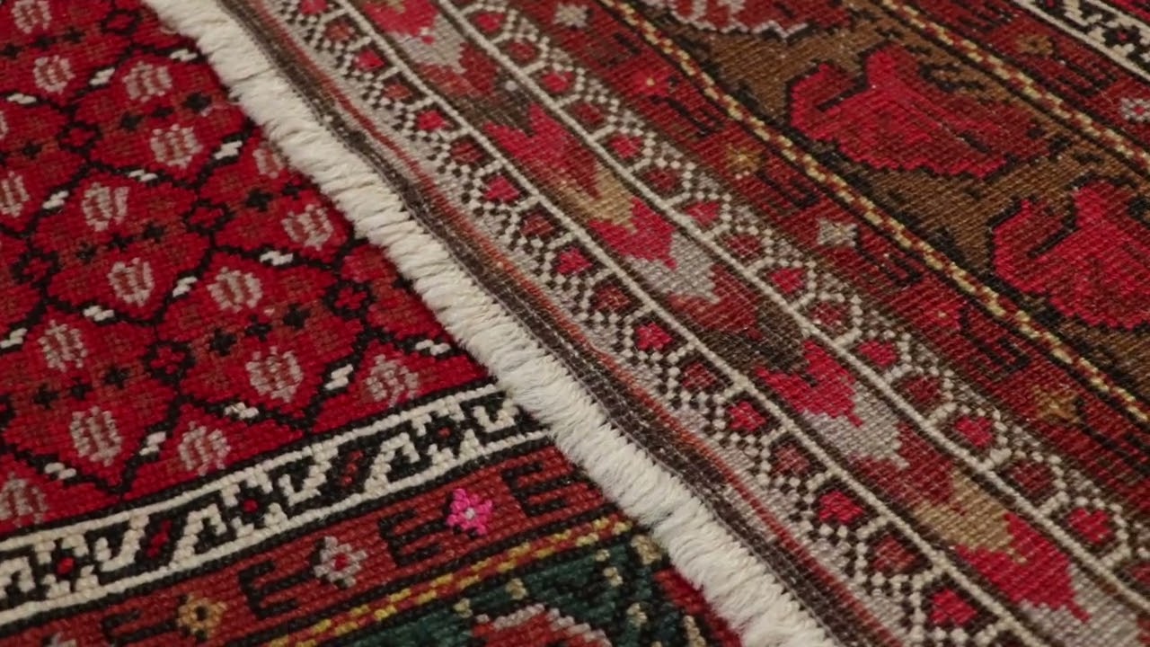 Antique Turkish Rug, Red with Geometric-Floral Patterns - Rug & Kilim- 10913