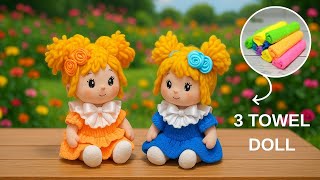картинка: 3 потрясающие идеи для кукол🎉Вы можете сделать их из полотенца (салфетки)🧦Даже новички смогут это