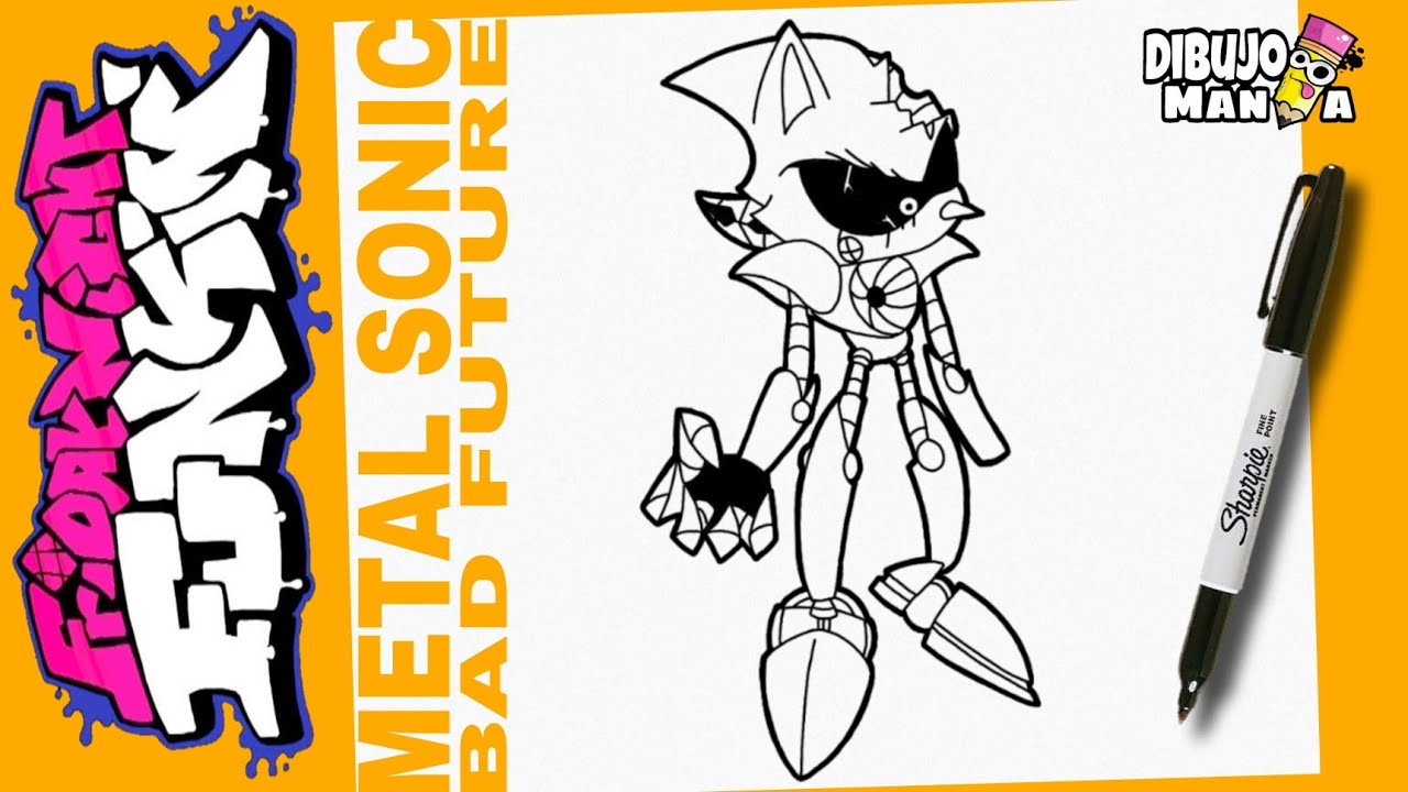 COMO DESENHAR METAL SONIC DO FRIDAY NIGHT FUNKIN, FÁCIL, how to draw metal  sonic from fnf