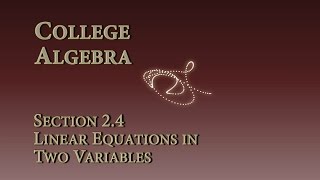 Math 1315 -- Section 2.4 -- Linear Equations in Two Variables Net Worth