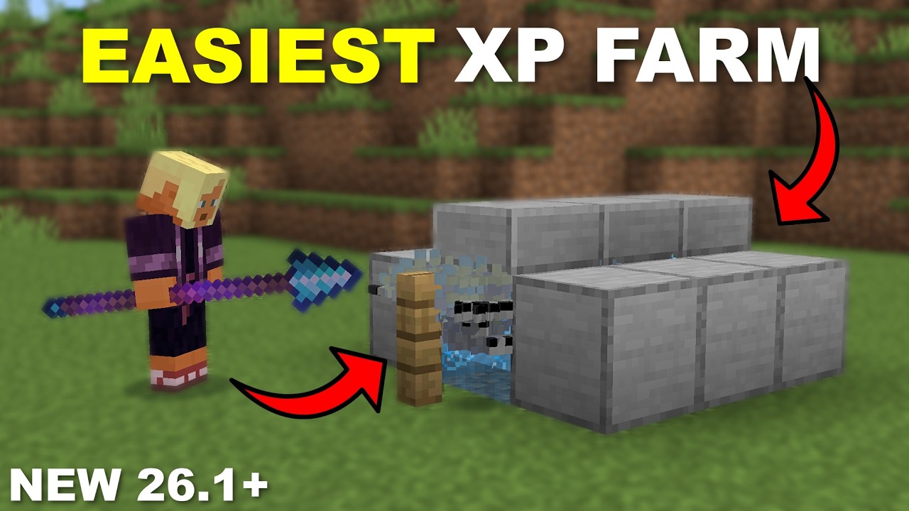 NEW EASIEST XP FARM in Minecraft Bedrock 1.21/26.1+! (No Trident) - YouTube