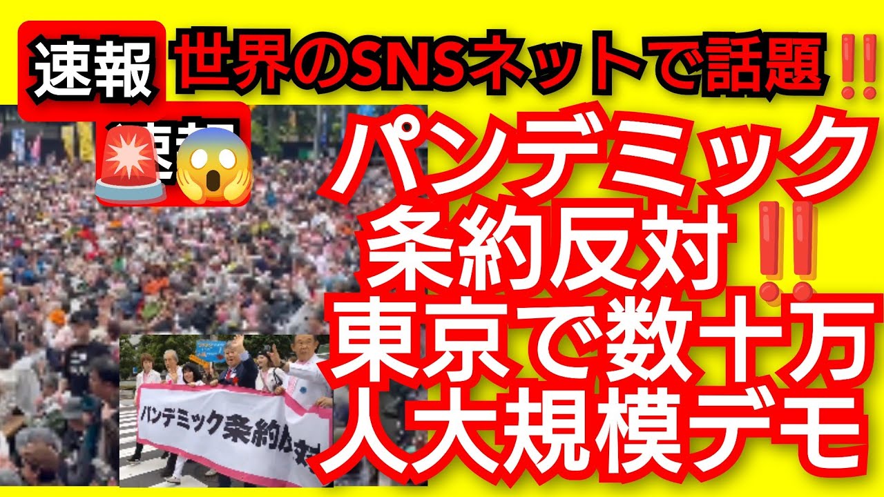 パンデミック 条約‼️東京で数十万人大規模デモ‼️世界のSNSネットで話題‼️グロ-バリストたちの最終計画失敗か‼️2024年5月31日‼️