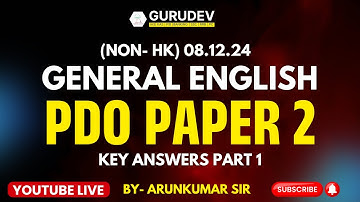 General English | (NON- HK) PDO Paper 2 | Key Answers Part 1 | 08.12.24 |