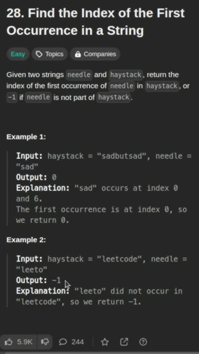 Find the Index of the First Occurrence in a String | Leetcode -28 | # ...