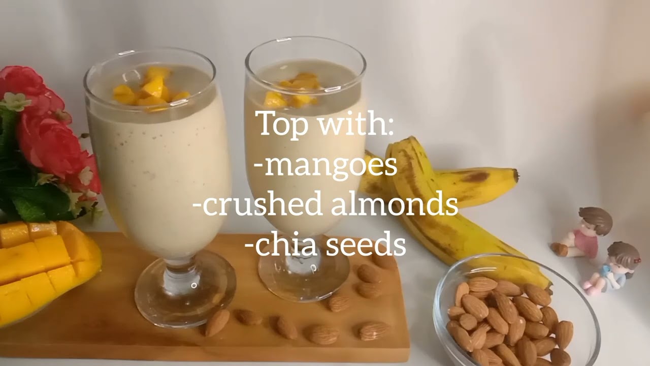 CARA MEMBUAT BANANA MANGO ALMOND SMOOTHIES | HEALTHY AND EASY RECIPE