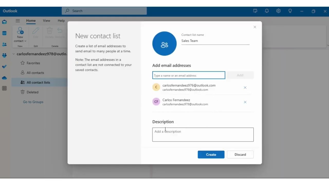 Create and Manage contacts List in Outlook!