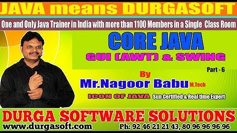 Core Java || "GUI (AWT & SWING) "|| Part - 6 by Nagoor Babu Sir