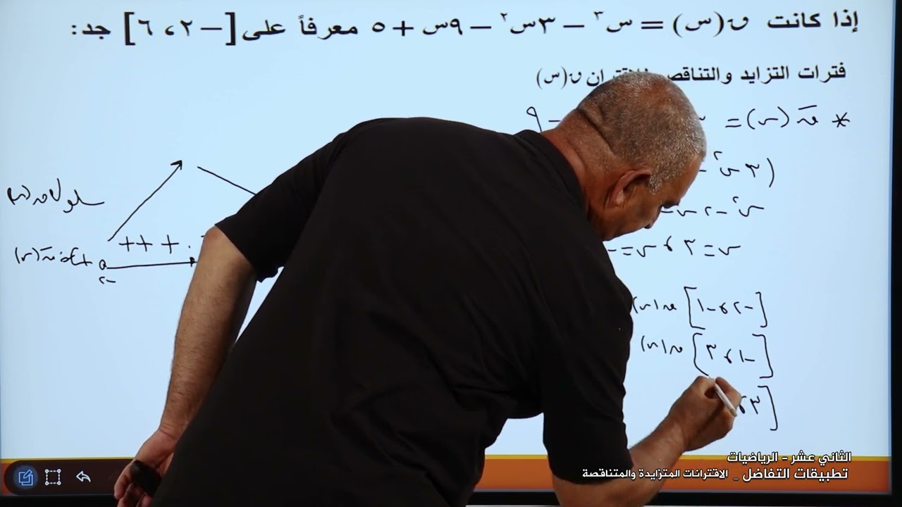الصف12علمي | الرياضيات| تطبيقات التفاضل الاقترانات المتزايدة والمتناقصة | مراجعة الثانوية العامة