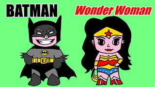 Batman E Wonder Woman - Disegni Kawaii 可愛い Da Colorare