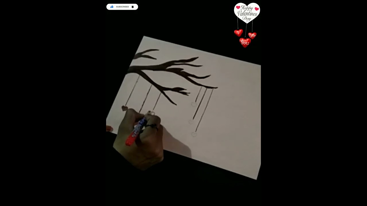 /How to draw Valentine's day  drawing/ love tree/ easy drawing 