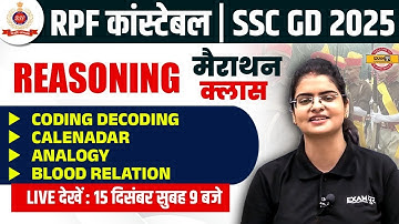 RPF CONSTABLE REASONING MARATHON CLASS | SSC GD 2025 REASONING MARATHON CLASS - PREETI MAM