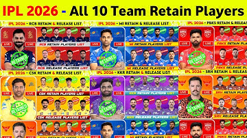 IPL 2026 Retained Players List - IPL 2026 All Team Retained Players || IPL 2026 Retention