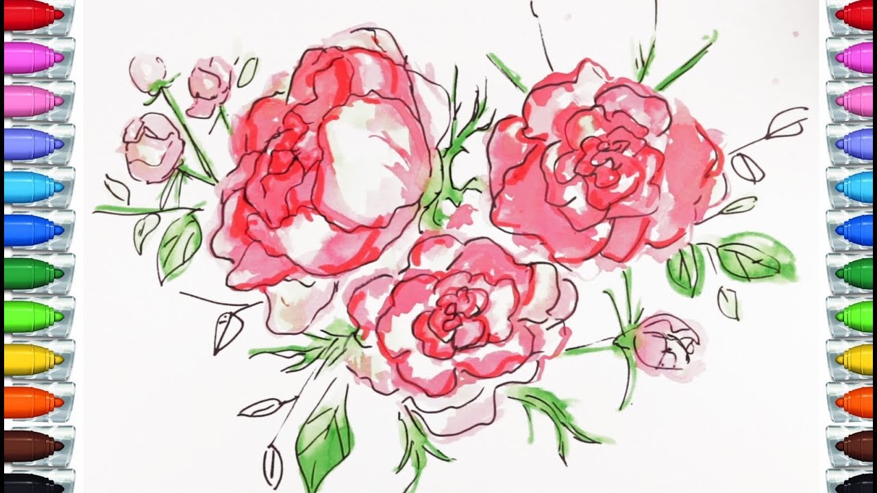 How To Draw A Pink Rose Drawing For Children Coloring Pages Funny Marker Brush Pen Youtube If you've always felt intimidated about drawing roses, here i. youtube