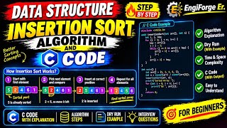 👉 Insertion Sort in C | Algorithm, C Program & Step-by-Step Explanation DataStructure #BTech 