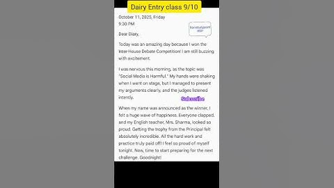 Diary entry l Diary entry formats/English/Examples/Class 9th/10th/11th l Diary kaise likhte hai