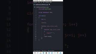 Half Diamond Star Pattern | c++ | #shrots | #ytshorts | #coding | lapmos