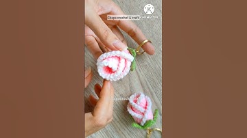 🌹Easy Crochet Mini Rose Keychain Free pattern Tutorial on YouTube Chapa crochet & craft #shorts