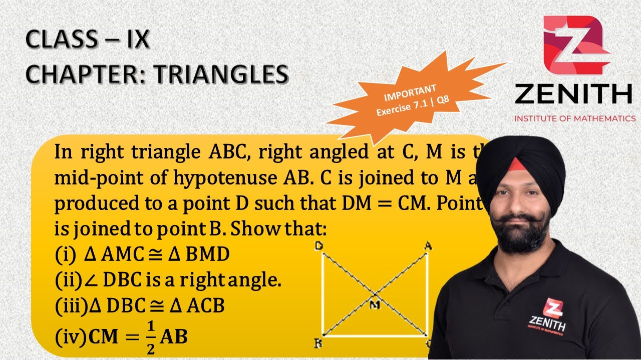 In right triangle ABC, right angled at C, M is the mid-point of ...