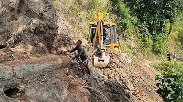 Jcb Vs Tree | Removing Road Blocking Tree Root | Jcb Clearing Landslides